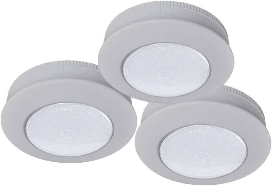 Ecolight Luz LED de disco con pilas (paquete de 3) – Gris