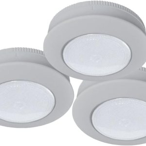 Ecolight Luz LED de disco con pilas (paquete de 3) – Gris Ecolight Luz LED de disco con pilas (paquete de 3) – Gris