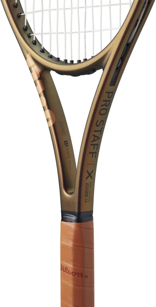 Wilson Pro Staff X v14 – Raqueta de tenis con cuerda de raqueta Syn Gut de 0.56 oz a tensión de rango medio en tu elección de colores, potencia