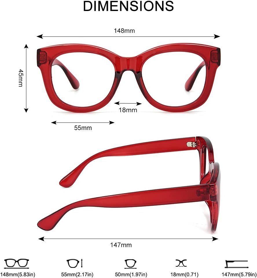 JiSoo Gafas de lectura de gran tamaño para mujeres y hombres, diseño elegante para lectores con marco grande