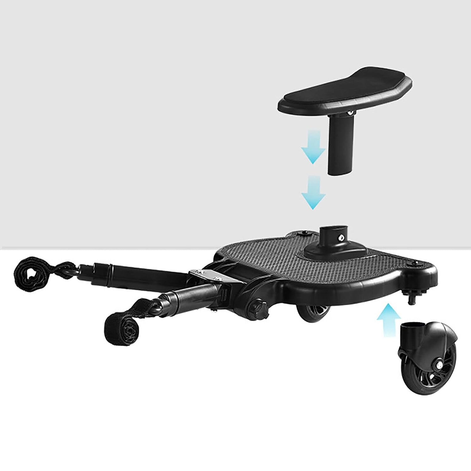 Tabla de cochecito 2 en 1 con accesorio de asiento – Conectores de cochecito para niños grandes – Versátil y práctica tabla de pie para cochecito –