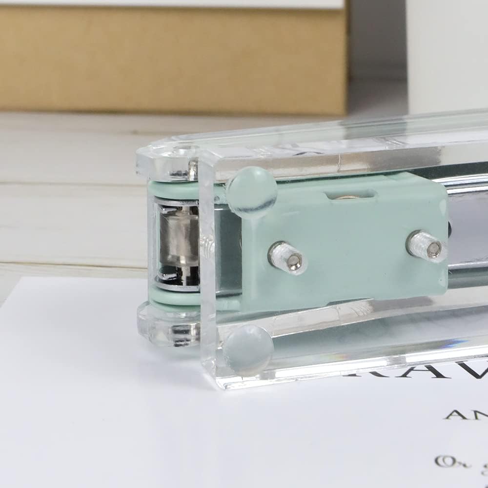 Grapadora de acrílico transparente verde para escritorio de oficina, grapadoras manuales, grapadora resistente, accesorios de escritorio acrílicos