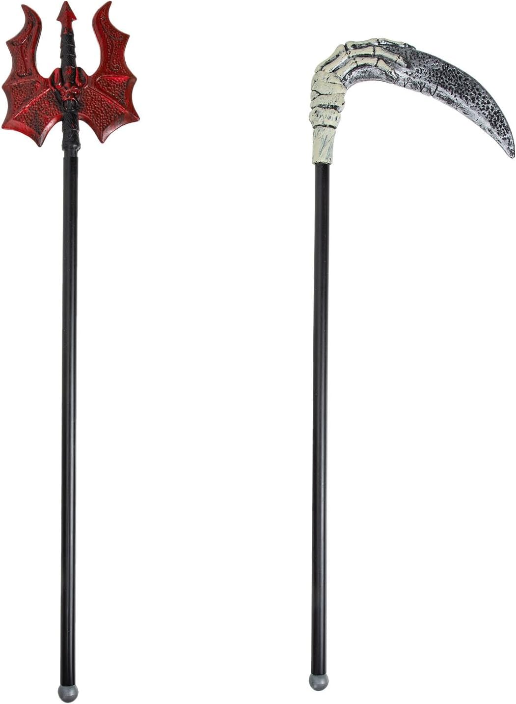 Tenedor de diablo, 2 piezas, tres tenedores, juguetes de Halloween, accesorios rojos, disfraces de Halloween para utilería, cuchillo falso