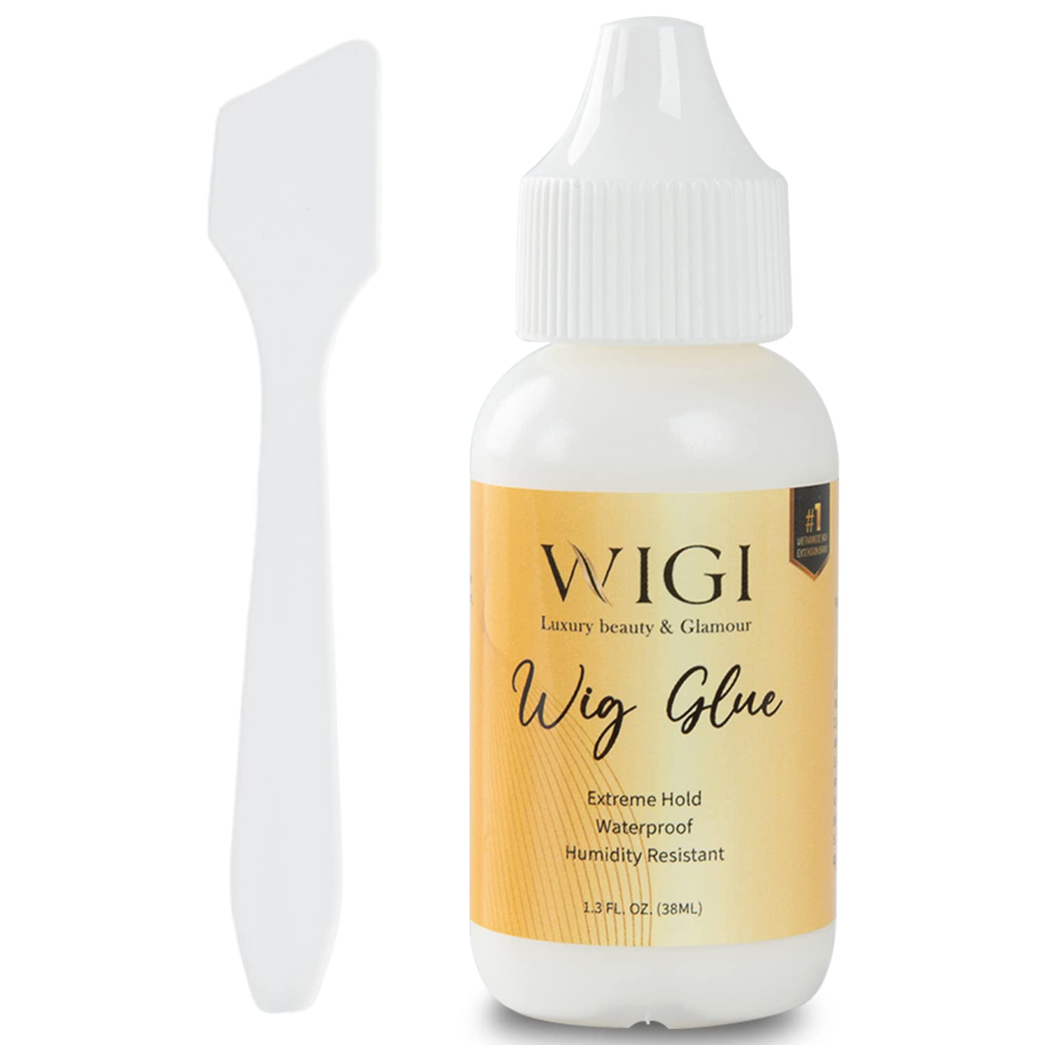 WIGI Pegamento para peluca de alta calidad de 1.3 onzas con kit de aplicador, pegamento de encaje invisible, sujeción fuerte, fácil de aplicar,