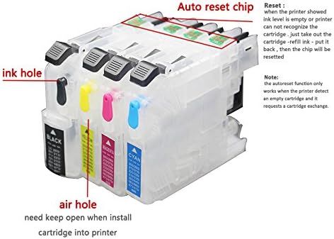 UniPrint LC203 – Cartucho de tinta recargable vacío compatible con impresora Brother MFC-J460DW J480DW J485DW J680DW J880DW J885DW con chip ARC