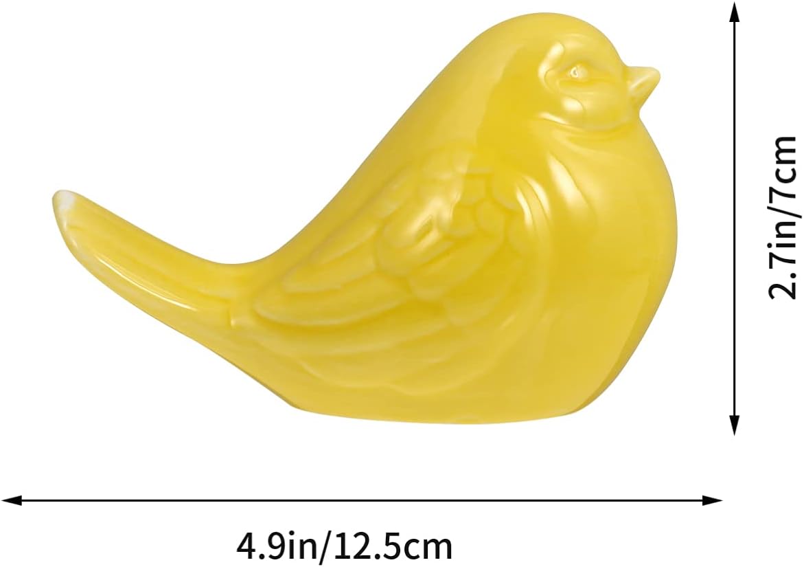 Gadpiparty Pájaros de cerámica, nueva figura de pájaro amarillo de cerámica, figura de pájaro gordito, estatua de decoración del hogar, figuras de