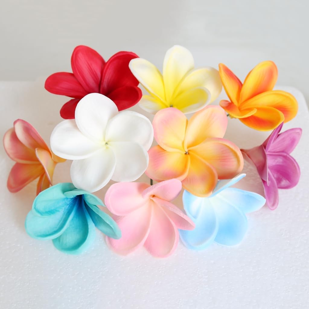 10 piezas de flores artificiales de tacto real, no de seda, con tallo para decoración de pasteles y ramos de boda (azul oscuro)