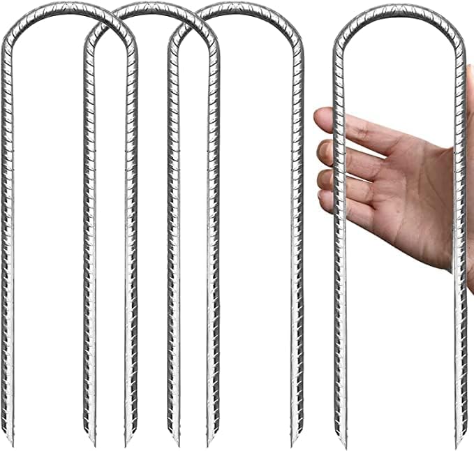 Eurmax Estacas de refuerzo en forma de U de Estados Unidos, 12 pulgadas, estacas de suelo resistentes para trampolín galvanizadas para camping,