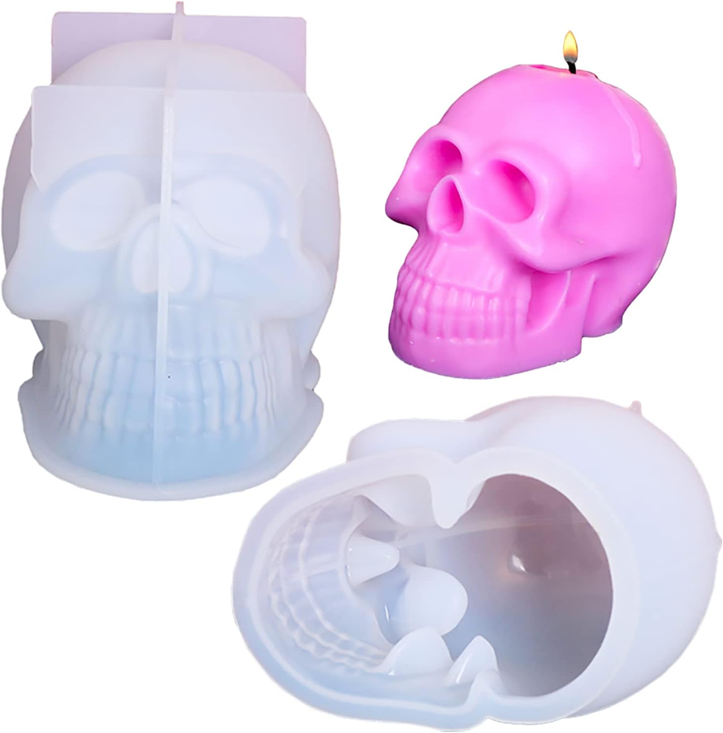 Molde de resina reutilizable de silicona para vela, cubo de hielo de fácil liberación, molde 3D grande para fiesta de Halloween, velas, mousse,