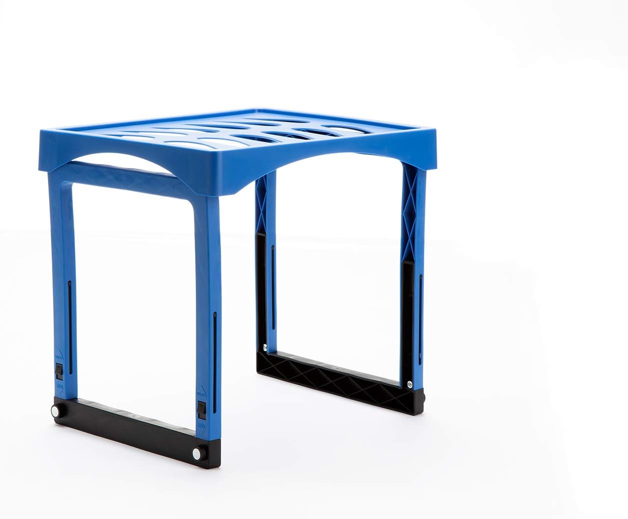 Mind Reader PLOSHELF-BLU – Organizador de estantes, altura ajustable de 11 a 14.25 pulgadas, apilable y resistente, accesorios plegables, ideal para