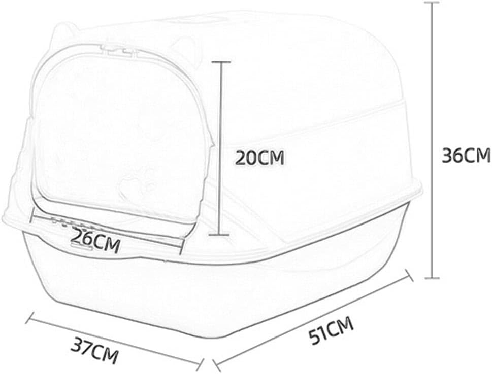 Caja de arena para gatos cerrada y cubierta con capucha para gatos, bandeja de arena duradera de dos vías para puerta móvil, caja de arena profunda