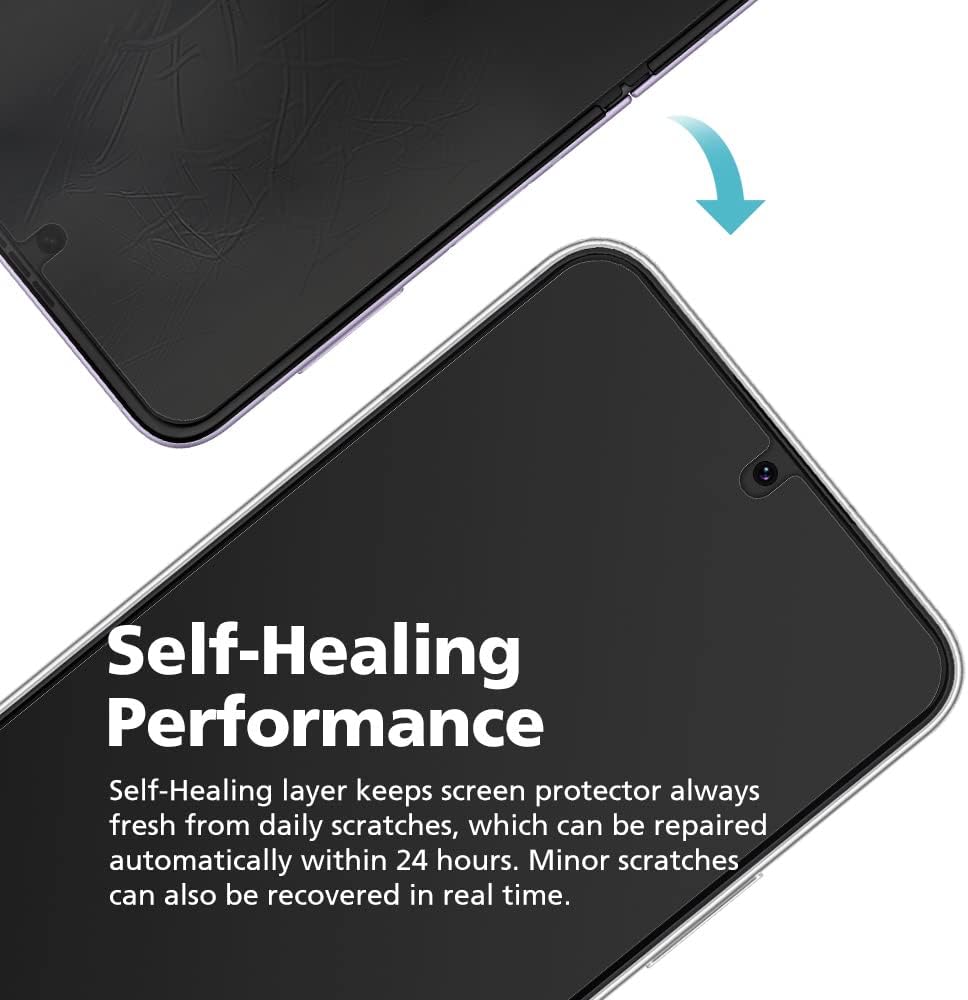 Paquete de 2 protectores de pantalla antiespía para Samsung Galaxy Z Flip 4, 2 piezas en el interior de película híbrida flexible EPU de alta