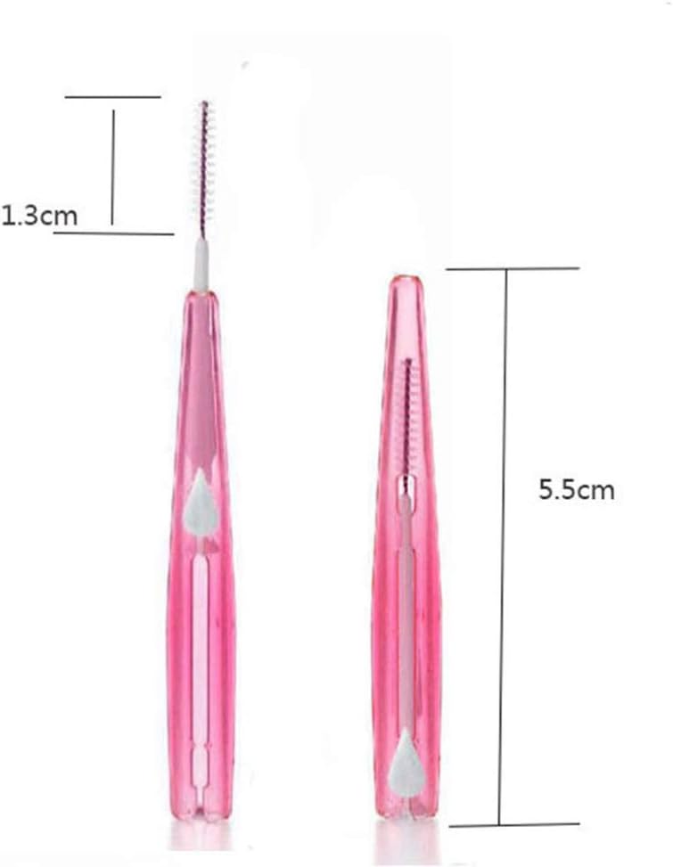 EXCEART Cepillo interdental, cepillo interdental, cabeza de hilo dental, cepillo de higiene dental, herramienta de limpieza dental (rosa, 0.024 in)