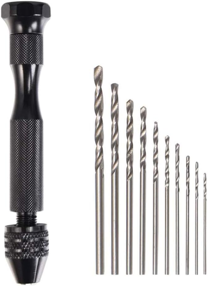 Juego de taladros de mano de tornillo de precisión con 10 piezas de mini brocas de micro torsión, herramientas rotativas para carpintería, modelo de