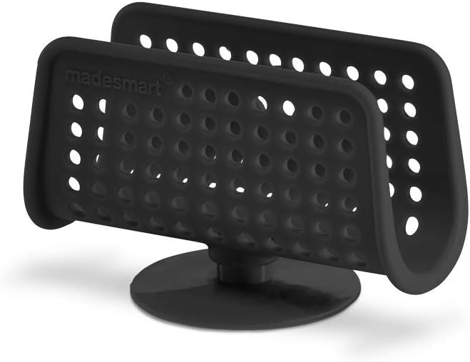 madesmart Soporte de esponja con ventosa para fregadero de cocina, orificios de ventilación, superficie de agarre suave, 4.25 x 2.75 x 2.25