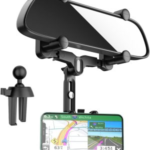 Soporte de teléfono 2 en 1 para espejo retrovisor de automóvil y ventilación de aire, fuerza de sujeción super, soporte universal giratorio y Soporte de teléfono 2 en 1 para espejo retrovisor de automóvil y ventilación de aire, fuerza de sujeción super, soporte universal giratorio y