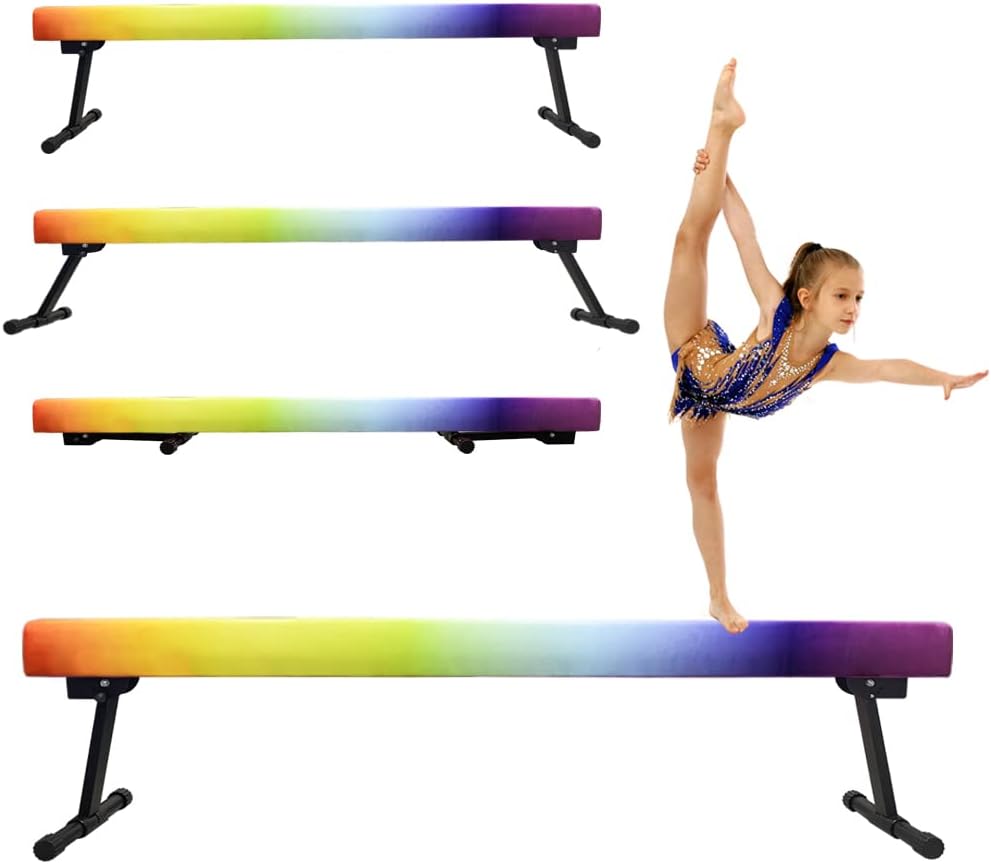 YANGG Viga de equilibrio de gimnasia de 6 pies8 pies, haz ajustable de piso de nivel alto y bajo – altamente estable – Equipo de entrenamiento de