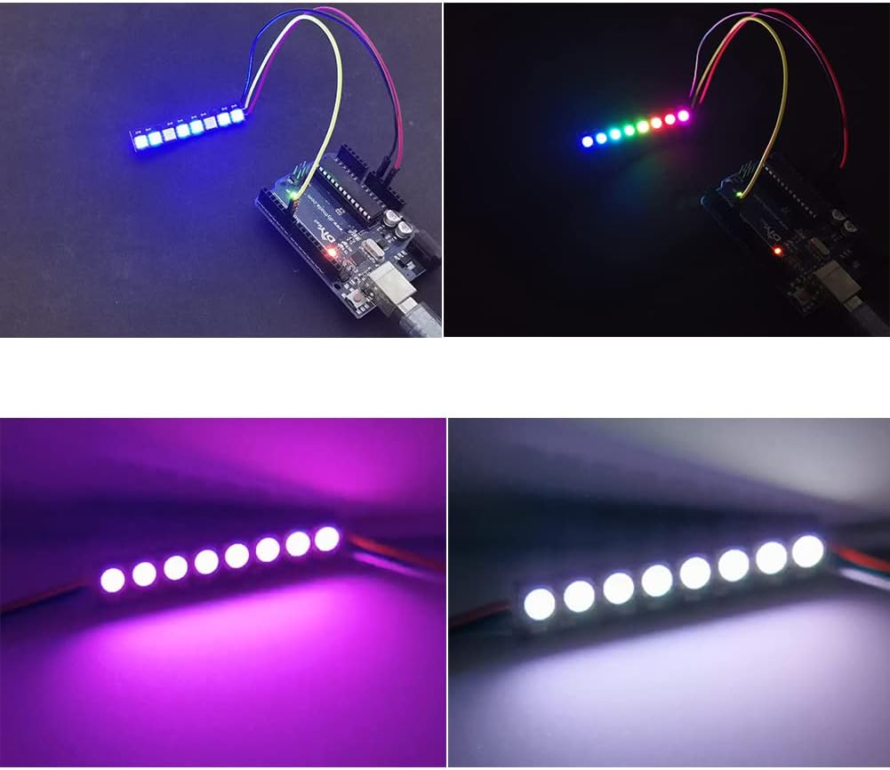 8 bits WS2812 RGB LED Stick 8 X WS2812B 5050 módulo LED RGB a todo color Controladores integrados para Arduino Raspberry Pi ESP32 Centro Comercial