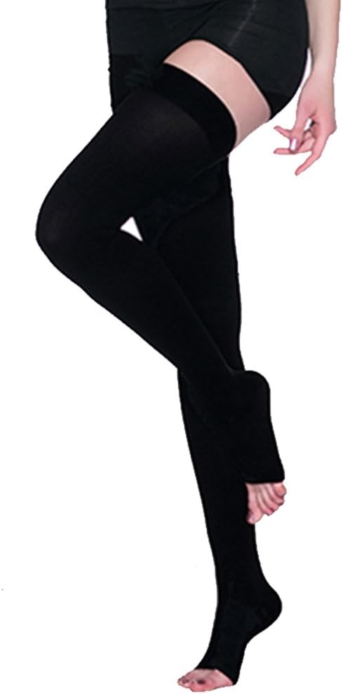 Calcetines de compresión hasta el muslo, soporte firme 20-30 mmHg Gradient Medias de compresión con banda de silicona. Tratamiento para Runnin