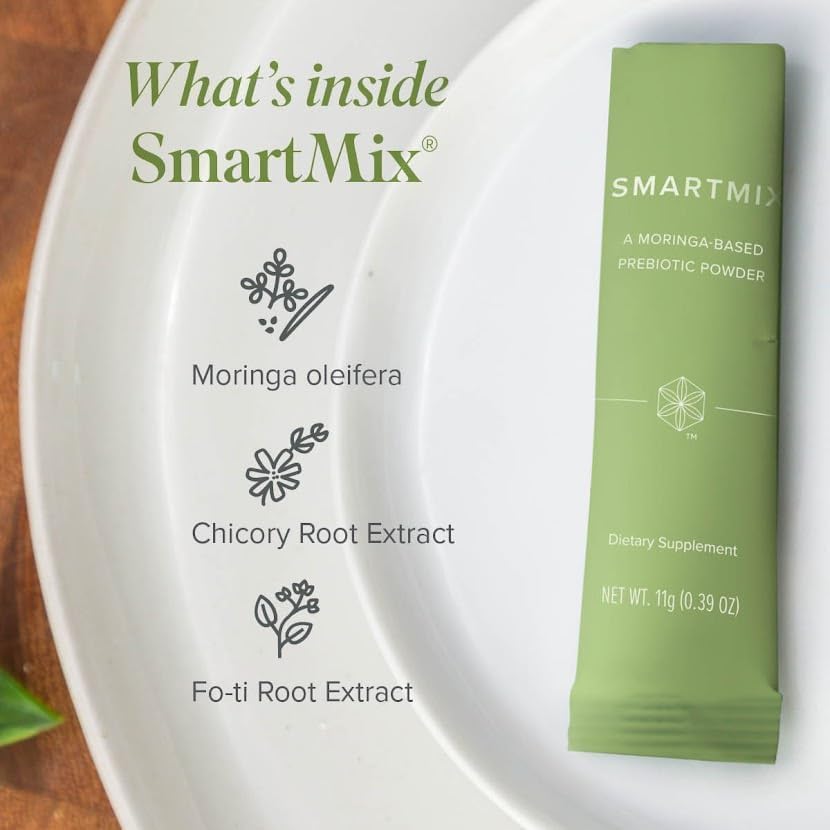 Isagenix SmartMix – Un polvo prebiótico a base de moringa – Prácticos paquetes individuales para servir – 32 porciones – Sabor tropical ligero