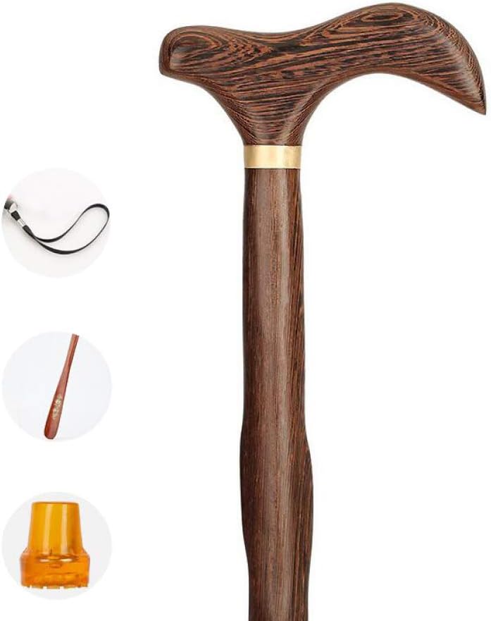 Bastón de madera maciza con punta de goma, bastones de madera natural de moda para hombres y mujeres, ligero y fuerte capacidad de peso de 450