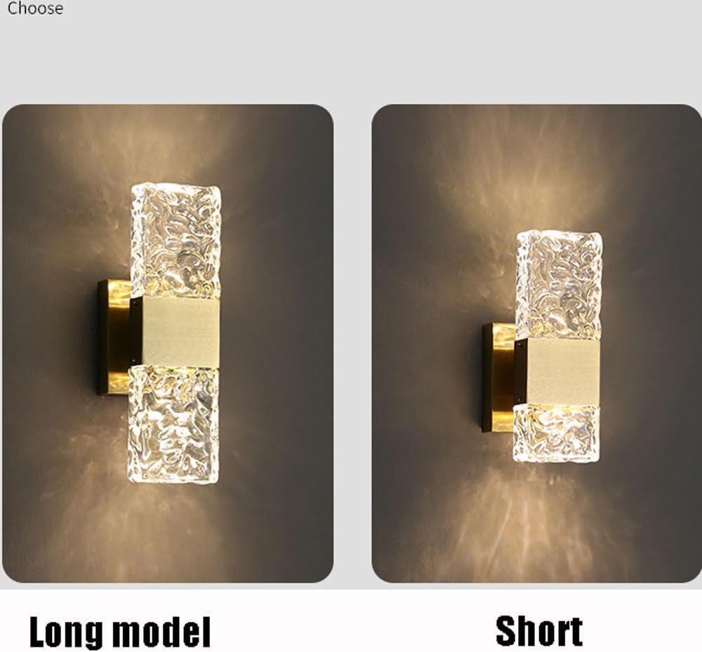 Modernos apliques de pared de cristal, lámpara de pared con acabado de color dorado mate, iluminación de pared de cristal con pantalla de vidrio