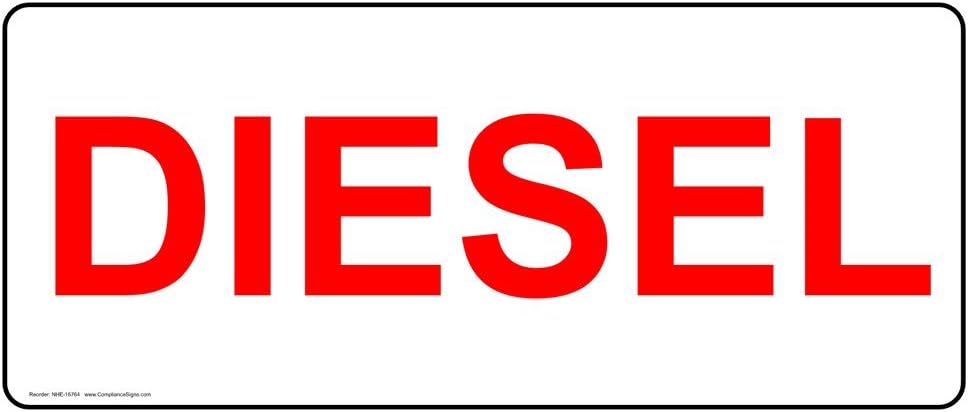 ComplianceSigns.com Etiqueta de seguridad diesel, vinilo de 14 x 5 pulgadas para combustible