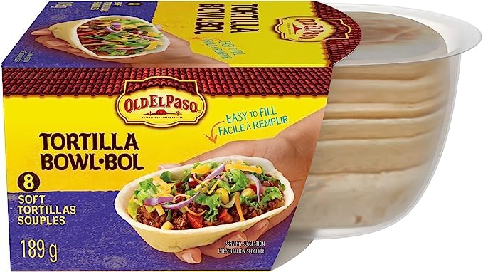 Old El Paso Soft Tortilla Bowls, 8 cuencos, 189 g6.6 oz (paquete de 4) enviados desde Canadá
