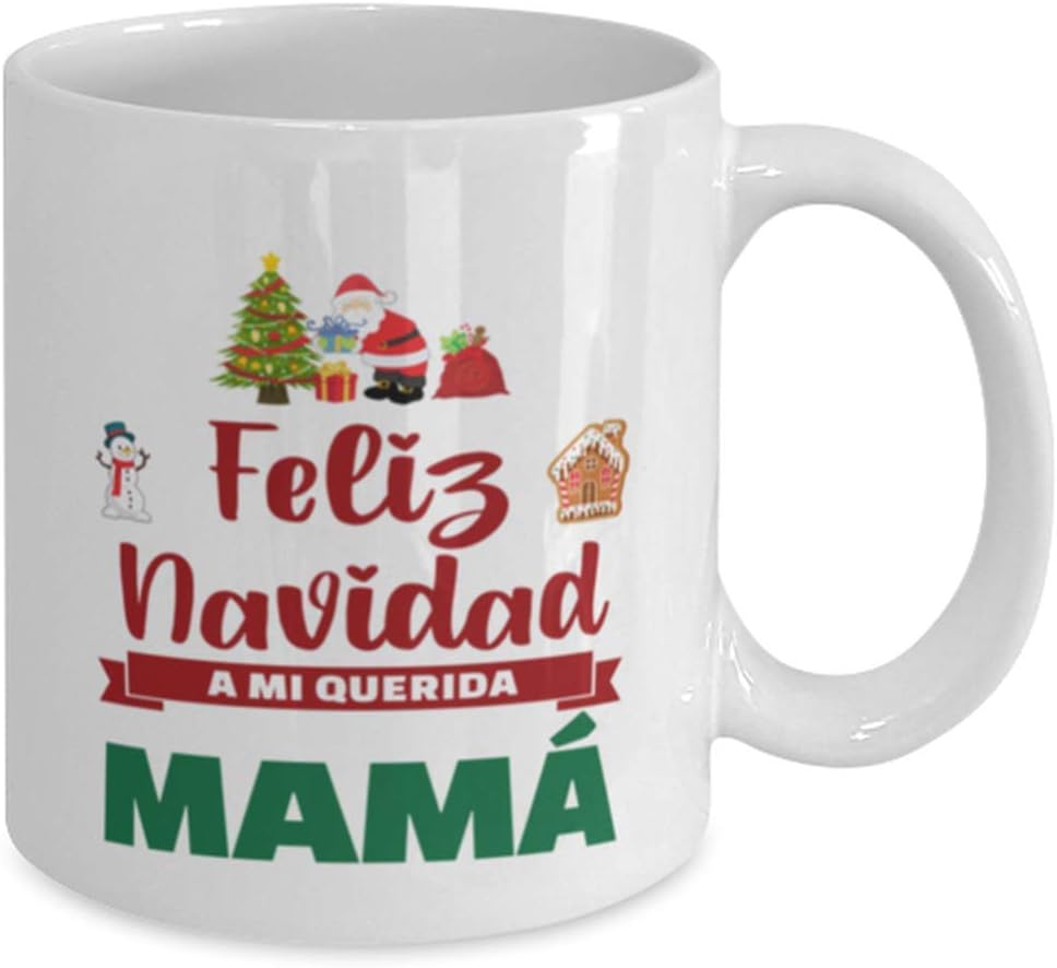 Taza de Navidad Para Mama – Feliz Navidad A Mi Querida Mama – Taza de Cafe Navidena de 11 onzas