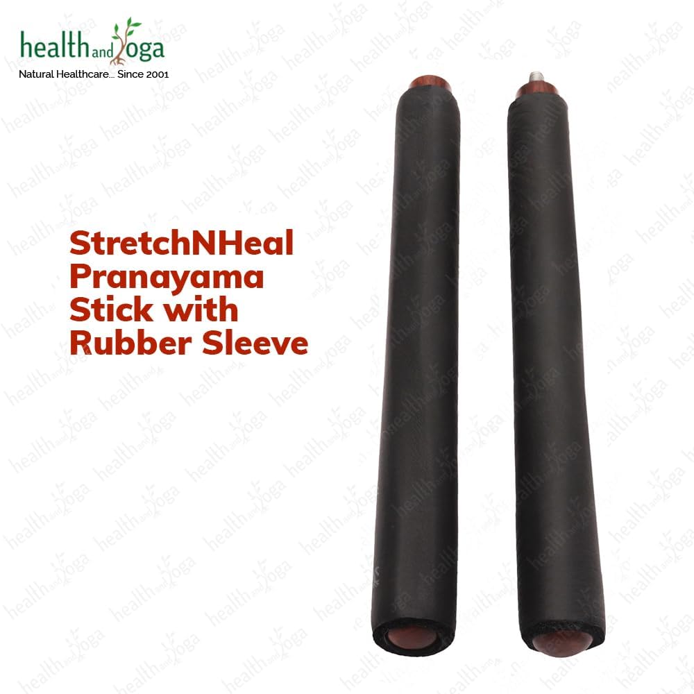 HealthAndYoga StretchNHeal – Palo de pranayama de madera multiusos con funda acolchada cómoda, abridor de pulmón para una respiración más completa,
