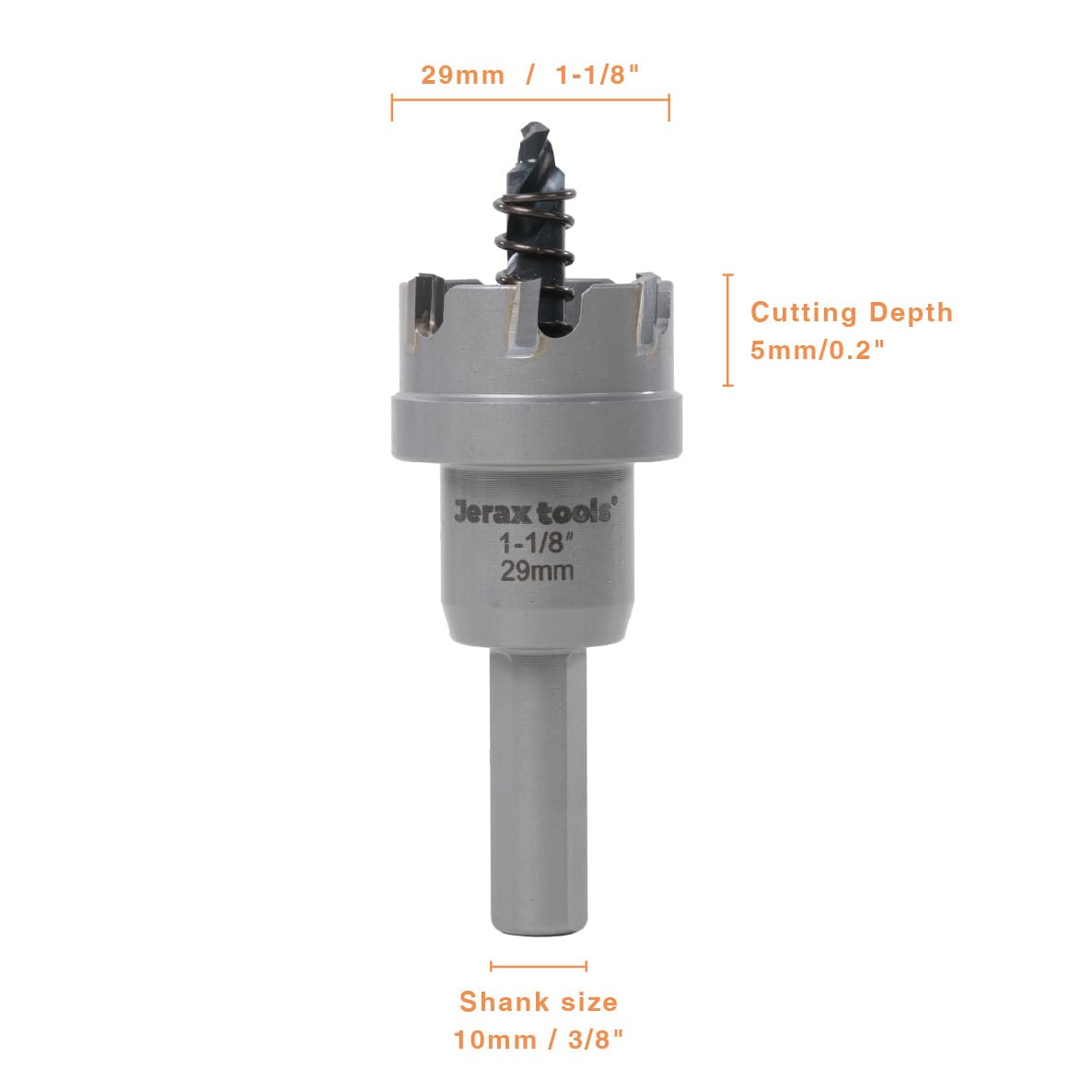 Jerax tools Cortador de agujeros con punta de carburo de tungsteno, sierra de agujero TCT de 1-18 pulgadas con profundidad de agujero de 0.197 in