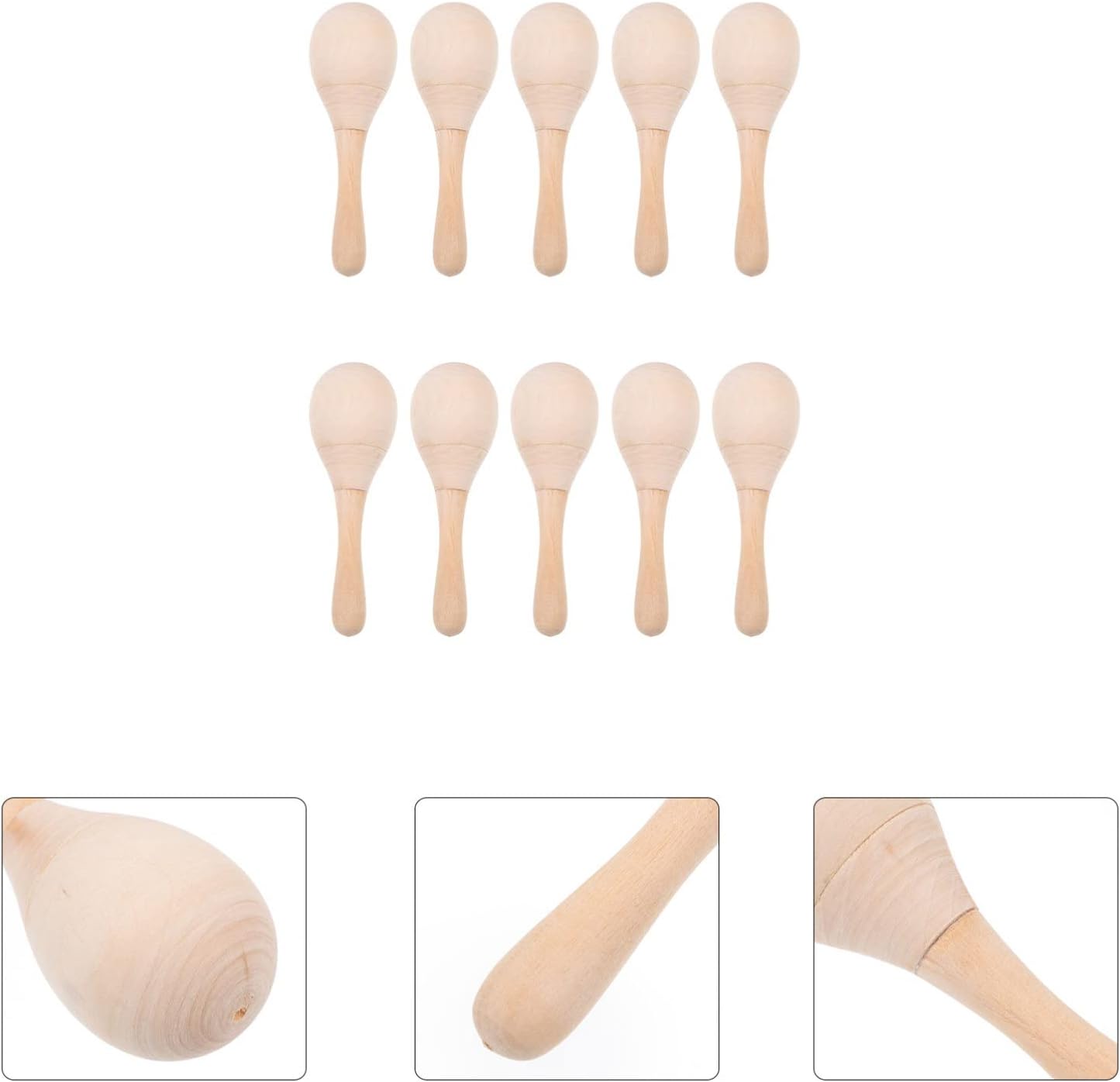 ULTNICE Mini Maracas de madera de madera Maracas de percusión en blanco sonajeros de percusión sin terminar Maracas de madera DIY Maracas en blanco