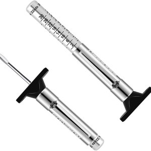 GODESON Medidor de profundidad de banda de rodadura de neumáticos, medidor de profundidad de banda de rodadura de metal con clip, medidor de GODESON Medidor de profundidad de banda de rodadura de neumáticos, medidor de profundidad de banda de rodadura de metal con clip, medidor de