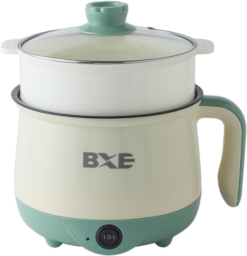 BXE Olla eléctrica eléctrica 6 en 1, cocina portátil multifuncional de viaje, apagado automático, calefacción rápida, compacta y portátil, olla de