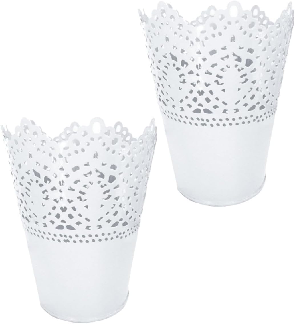 Yardwe 2 piezas de cubo de flores de estaño, decoración rústica, florero, ramo de boda artificial, jarra decorativa de granja, arreglos florales,