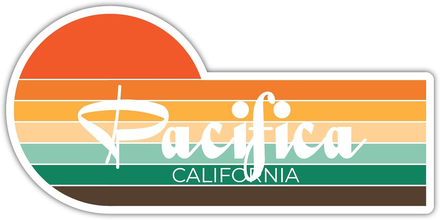 Pacifica California – Imán para nevera (4 x 2.25 pulgadas), diseño estético retro vintage de los años 70