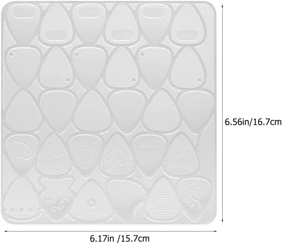 SUPVOX Moldes de resina para púas de guitarra, molde de cristal de silicona, moldes de resina epoxi, molde para llavero, molde para hacer jabón,