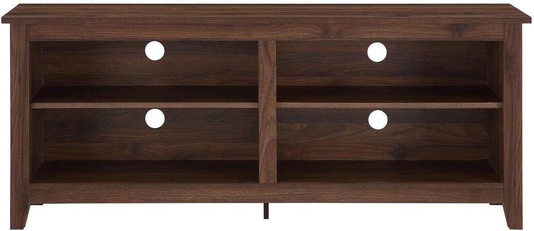 Soporte Walker Edison Wren Classic para TV de hasta 65 pulgadas, 58 pulgadas con 4 compartimientos, color nogal oscuro.