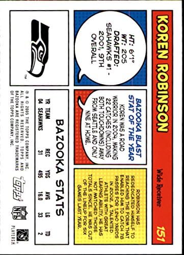 2005 Bazooka #151 Koren Robinson NFL Football Trading Card