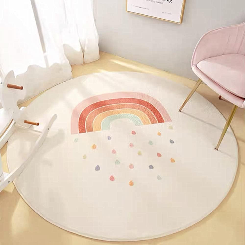 Poowe Alfombra redonda para sala de juegos para niños, alfombra suave del alfabeto para habitación del bebé, colección de juegos, alfombra de