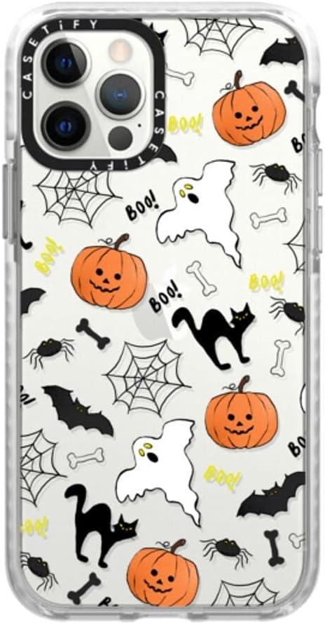 CASETiFY Funda Impact para iPhone 1212 Pro – Boo! its Halloween – Clear Frost