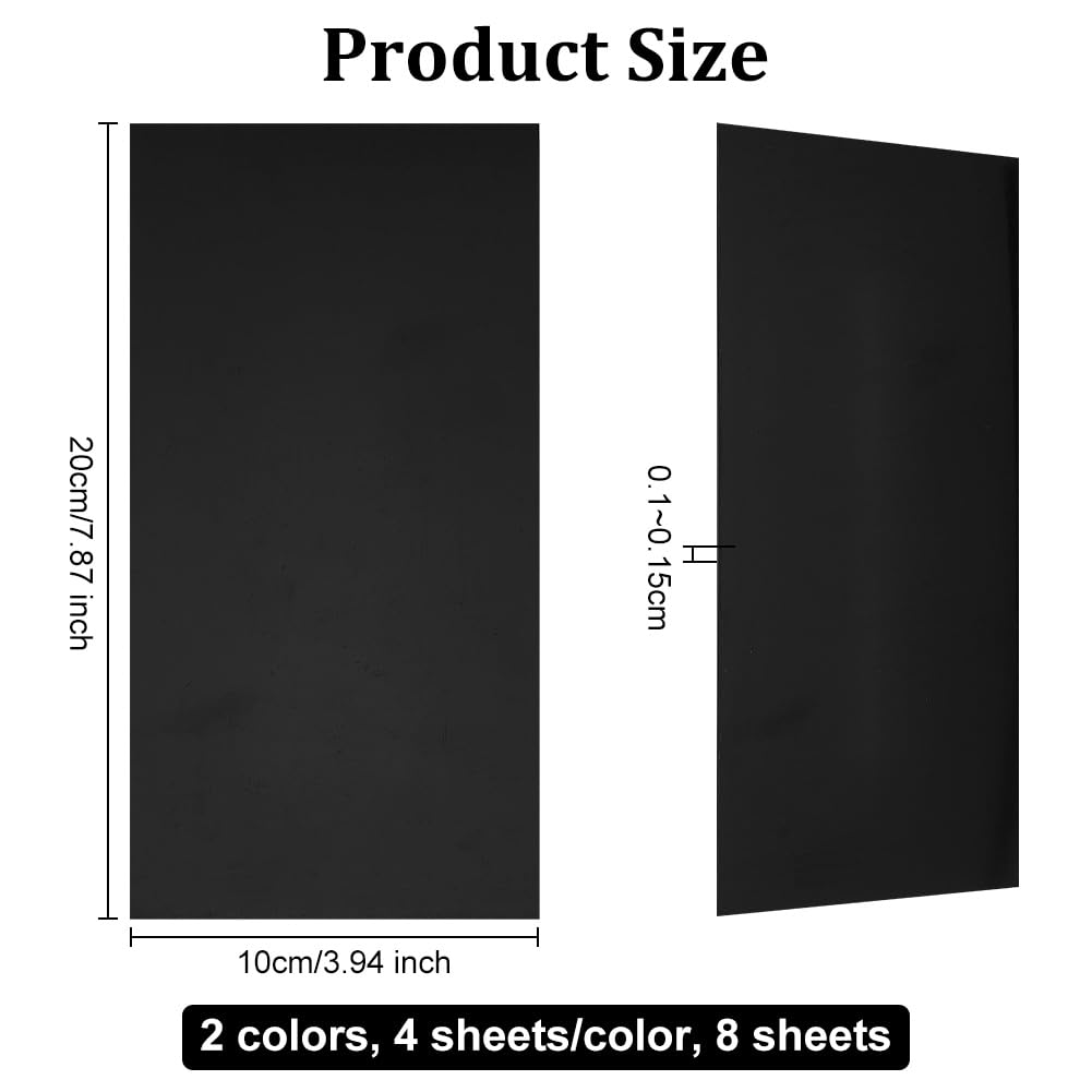 OLYCRAFT 8 hojas de plástico ABS negro de 0.04 a 0.06 pulgadas de grosor, 3.9 x 7.9 pulgadas, placas de plástico ABS blanco, hoja de plástico duro