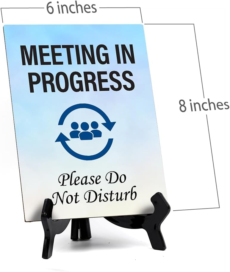 Signs ByLITA Reunión en progreso. Please Do Not Disturb (6×8 Mesa Sign)