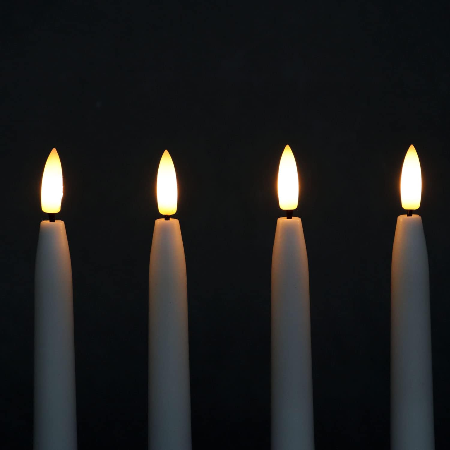 Fanna Velas cónicas sin llama con temporizador, funciona con pilas, velas LED con acabado de cera real, control remoto y pilas incluidas, juego de 4