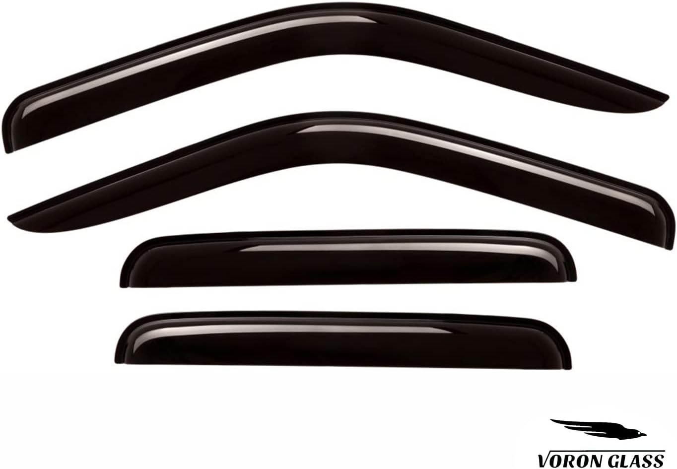 Voron Glass Protectores de lluvia extra duraderos con cinta adhesiva para camiones Ford F250 a F550 Super Duty 1999-2016 SuperCrew, deflectores de