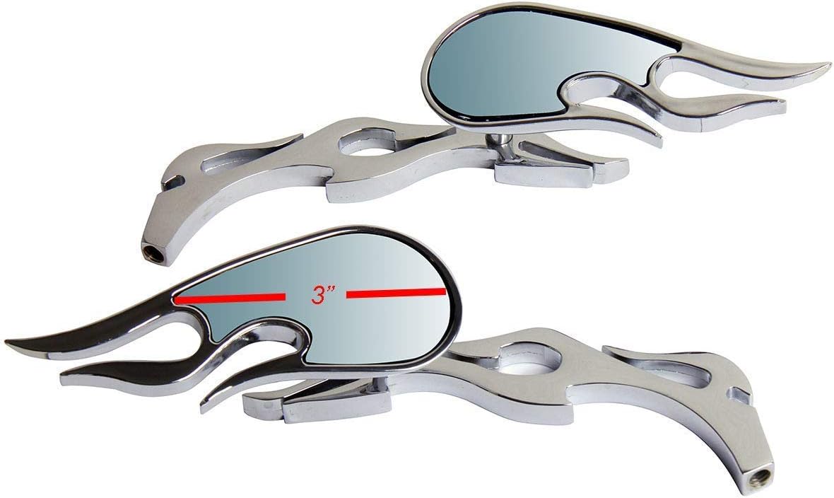 Espejos de motocicleta estilo llama cromados compatibles con Harley-Davidson Dyna Super Glide FXD 2001