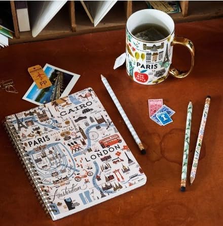 RIFLE PAPER CO. Taza Bon Voyage, para uso diario y reuniones con diseños únicos, para amigos y familiares en cualquier momento del año, entusiastas