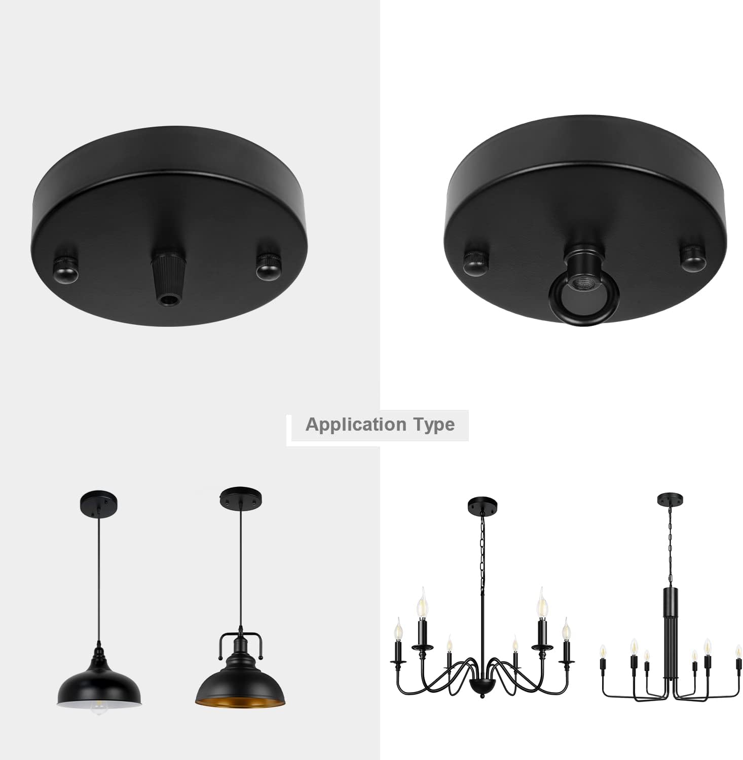 Toldo de luz de techo industrial negro de 4.7 pulgadas, cubierta de placa de luz colgante, kit de toldo redondo de metal de hierro para lámpara
