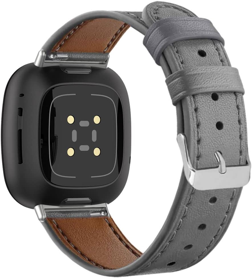 Compatible con Fitbit Versa 43Sense 2Sense, correas de cuero, correa de repuesto para mujeres y hombres, correa de repuesto ajustable para Fitbit