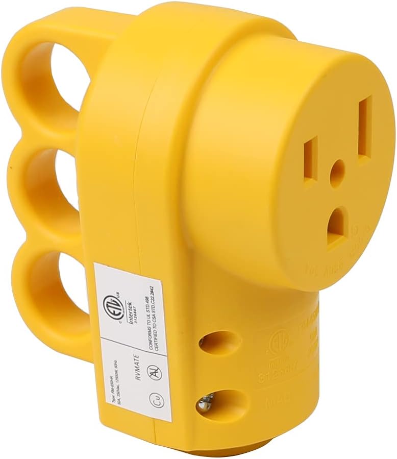 Nema 6-50R 50A 250V Enchufe de soldador hembra 50-Amp 250 voltios 6-50 Receptáculo de repuesto para soldador, verificado ETL, color amarillo